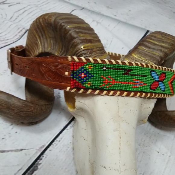 Wampum handbeaded 70s belt size 28' - Picture 7 of 8